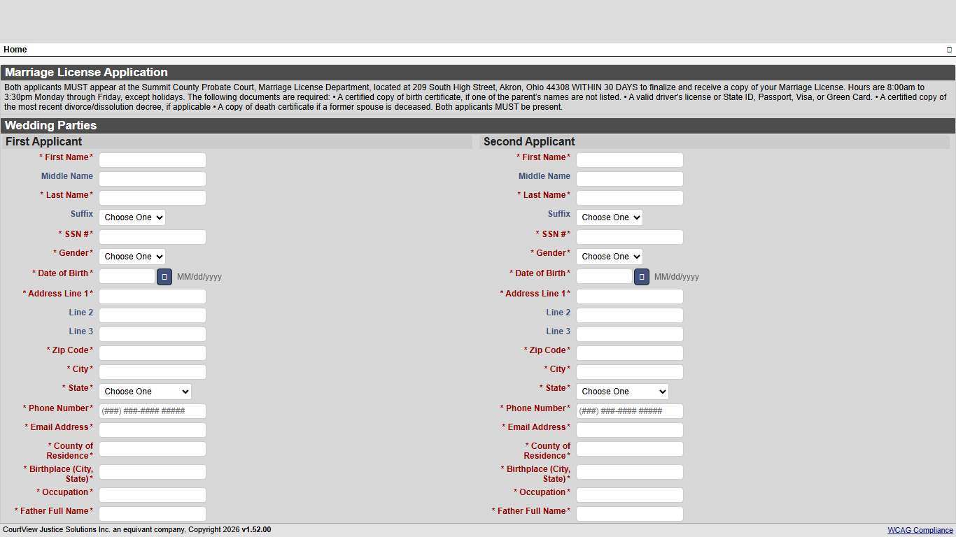eMarriage License Application - CourtView Justice Solutions